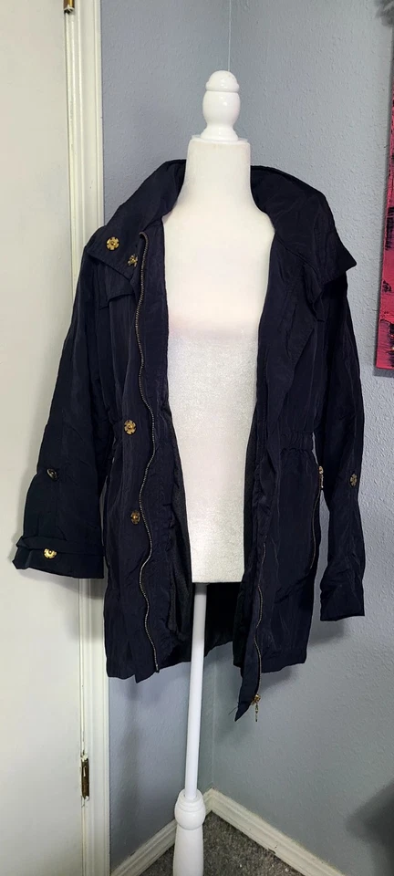 G.E.T. Черная куртка размер M золотистый оборудование дождя Тренч - Изображение 2 из 4