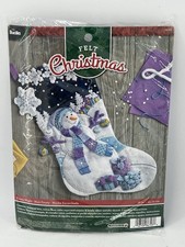 Bucilla FROSTY NIGHT Christmas Felt Appliqu  Sequin Stocking Kit 86703