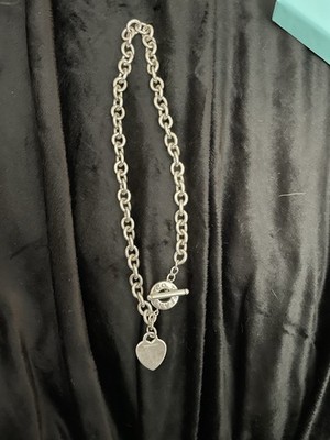 Authentic Tiffany & Co. Sterling Silver Blank Heart Tag Toggle Necklace