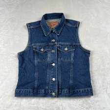 Vintage Levi's Trucker Vest Womens Medium Blue 77754 Denim Biker Y2K Outdoors