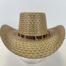 Bailey U Rollit Straw Western Cowboy Hat Sz 7 1/8 Braided Hatband Rodeo New West
