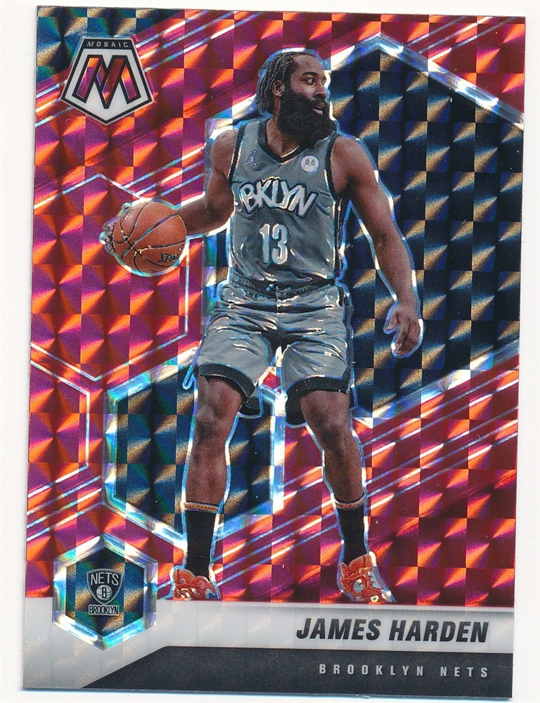 JAMES HARDEN 2020-21 PANINI MOSAIC RED MOSAIC PRIZM #173 BROOKLYN NETS MINT