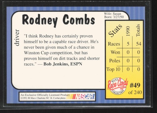 1991 Maxx #49 Rodney Combs Mueller Brothers Racing - Bild 2 von 2