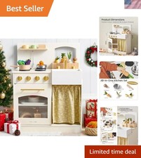 Modern White Kids Kitchen Set with Cutting Food Ideal Gift for Little Chefs