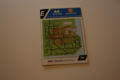 BR Network SouthEast NSE - Timetable E Kent Link Kent Coast 30 Sept 91-10 May 92