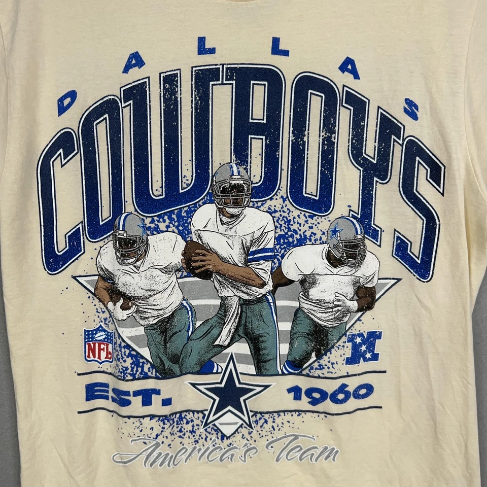Camisa Dallas Cowboys Para Hombres Grande Blanca Azul NFL Fútbol Super Bowl Campeones Foto 2 de 4