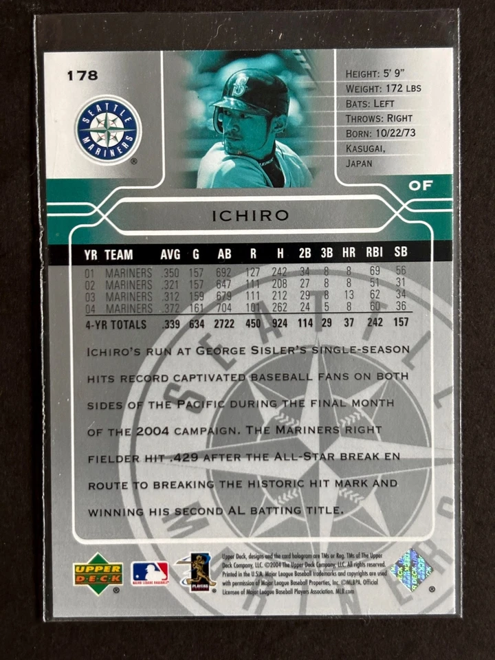 2005 Upper Deck - Ichiro Suzuki #178 Mariners Japan MLB HOF Legend ⚾ - Image 2 of 2
