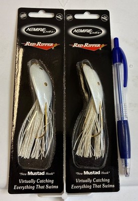 2 Nemire Red Ripper Lures, 1/2oz, Pearl White, Metal Noise Chamber, Fresh-Salt