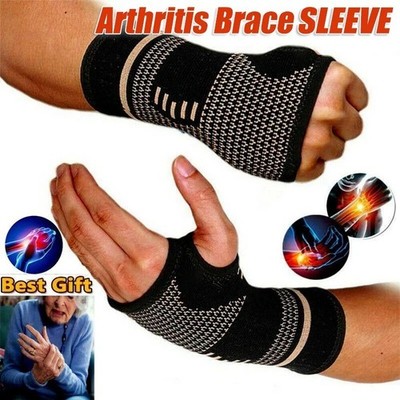 Copper Wrist Compression Glove Hand Support Pain Relief Joint Self Care Single