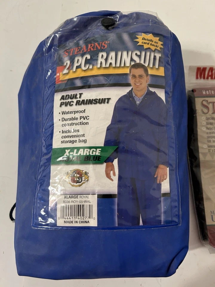 Stearns 2 PC Adult PVC Rainsuit Blue XL waterproof. - Image 2 of 4