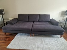 DFS French Connection Chaise Cinema Sofa Lounger Footstool Quartz Charcoal Grey