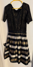 Women "Eliza J" blk/gold sparking,dress, black tulle slip,r dress.Size 6