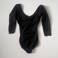 So Danca Leotard Girls 2T-4T XS Black Lace Sleeves 3/4 inch V scooped neck