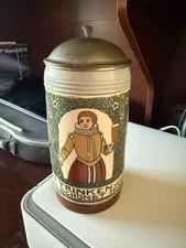 Antique German Mettlach etched stein #3000 design by artist Franz Ringer