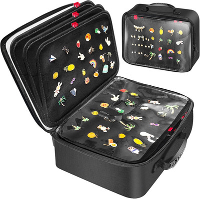 EVA Hard Shell Enamel Pin Display Book, 18 Page Collectible Pin Board Case