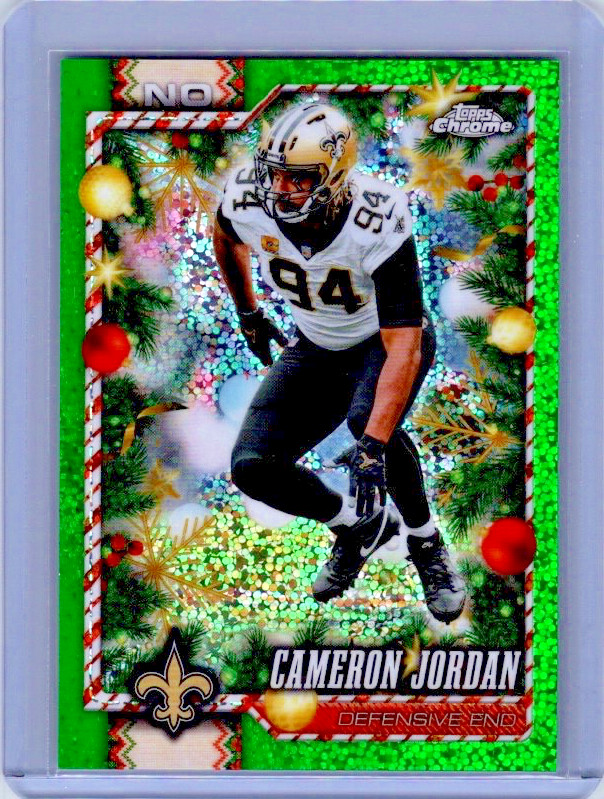 2026 Topps Chrome Holiday - Cameron Jordan #148 Green Sparkle Refractor /99