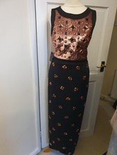 Phase Eight Collection Maxi Evening Maxi Dress Size 6 Black and Rose Gold BNWT