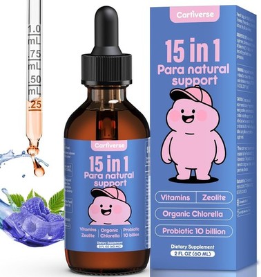 Natural Parasite Cleanse Detox Drops for Kids & Adults - Raspberry Flavor, 2 ...