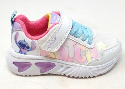 Geox Schuh weiß Assist J65E9B mit Lichter mit Reißverschluss Motiv Disney STITCH