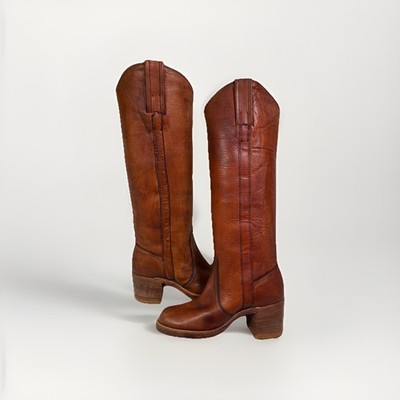 VTG 80s Frye 8540 Campus Boots Women s Sz 5 B Cognac Brown Made in USA RARE