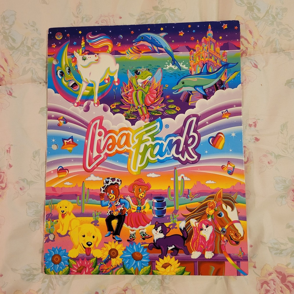 Vintage Fantastic World of Lisa Frank Pocket Folder Markie Frog