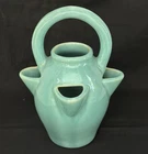 WELLER POTTERY HANDLED STRAWBERRY POT IN TURQUOISE GLOSS....MINT