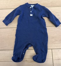 Vintage Ralph Lauren Baby Waffle Knit Footed Sleeper Blue 3-6M Cotton Romper