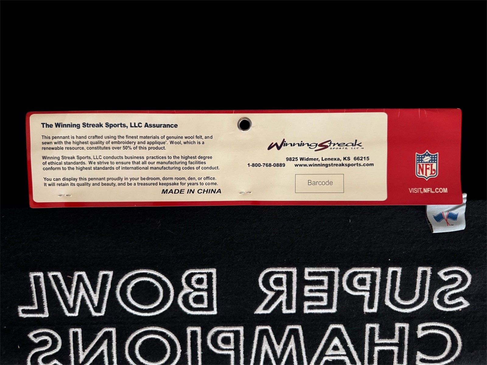 Las Vegas Raiders NFL 24"x38" Embroidered Wool Super Bowl Banner Winning Streak