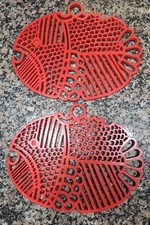 Pair Red DANSKE Lars Fish Trivets Melamine Designed Gunner Cyren 70's HangOrUse!