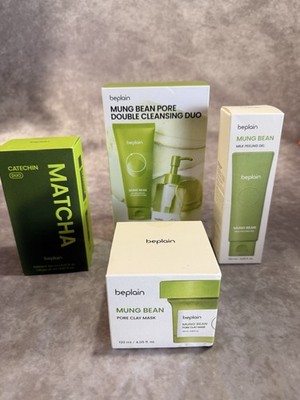 beplain Mung Bean Pore Double Cleansing Duo Set: Oil, Foam, Clay Mask, Gel