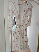 Cath Kidston Towel Robe Cosy Dressing Gown One Size White With Floral Pattern