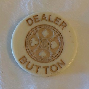 Vintage Ivory Colored Dealer Button with Poker Suit Design
