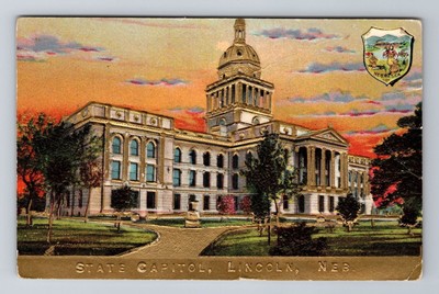 Lincoln NE-Nebraska, State Capitol, Antique Vintage Souvenir Postcard
