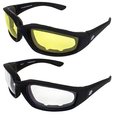 Birdz Eyewear Oriole 24 Safety Series Padded Motorcycle Glasses 2 Pairs Black