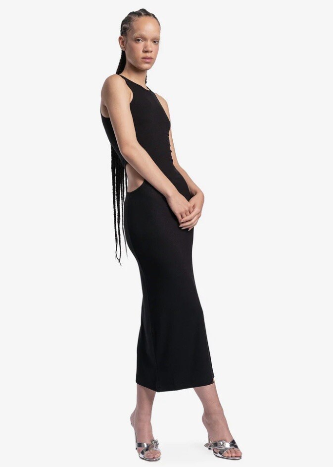 Sandy Liang Blip Cutout Tank Maxi Dress in Black Women Size