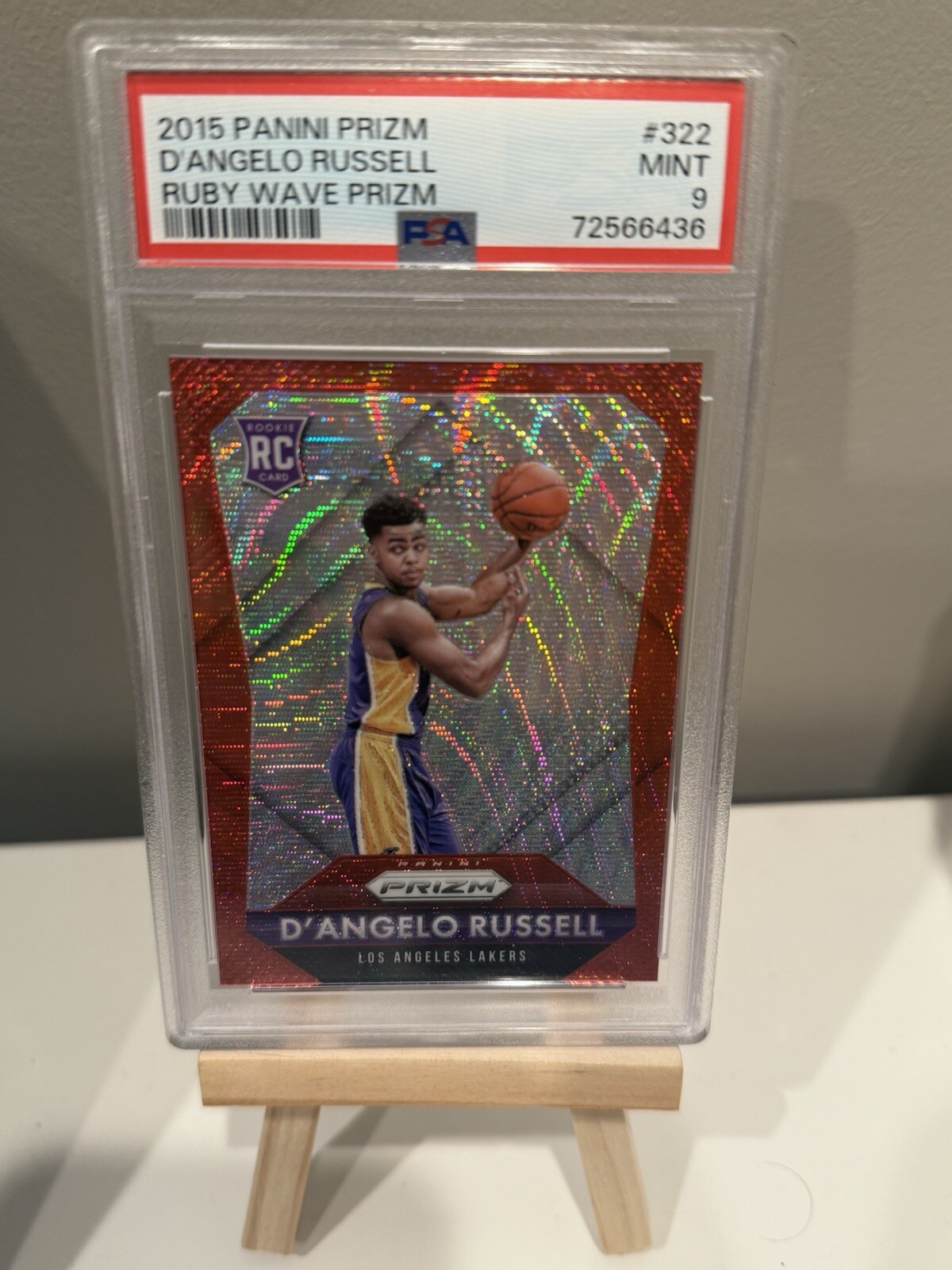 D’Angelo Russell 2015-16 Panini Prizm Ruby Wave Prizm #322 RC PSA 9