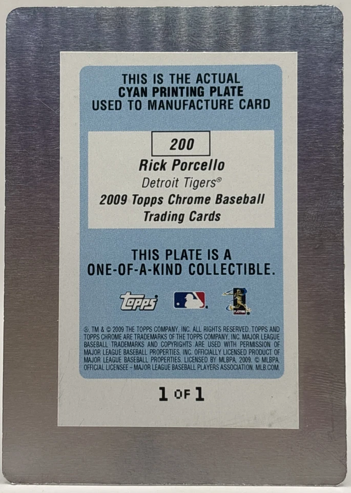 2009 Topps Chrome - Rick Porcello - 1/1 One of One Printing Plate Rookie RC - Image 2 of 2
