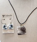 Eldreth Pottery Pendant Necklace Earrings  Porcelain Tile Nature 2 side sterling