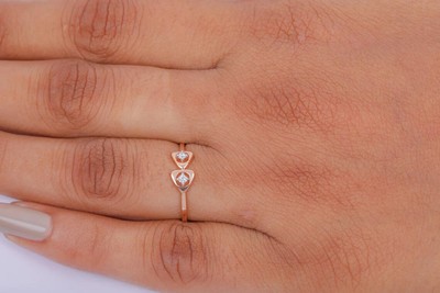 Minimalist Two Stone Sterling Silver 0.40 CT Round Cut Moissanite Wedding Ring