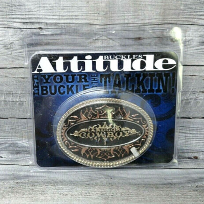 Hardcore Cowboy Belt Buckle NOS IOP Montana Silversmiths Attitude      .CVB427-B