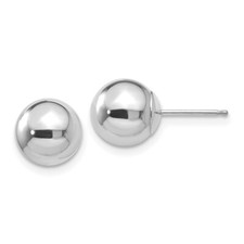 14k White Gold Polished 8mm Ball Stud Earrings 0.55gm L-8mm, W-8mm
