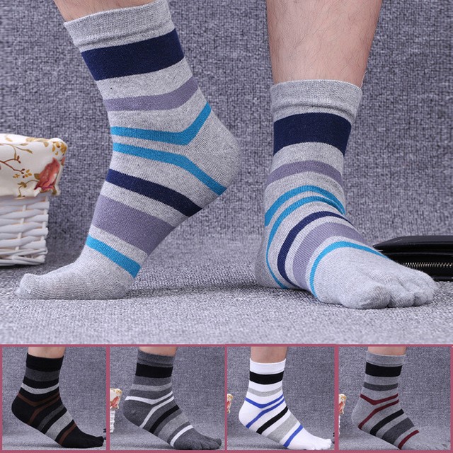 5 pairs Men's Cotton Five Finger Toe Socks Breathable Comfort Thermal