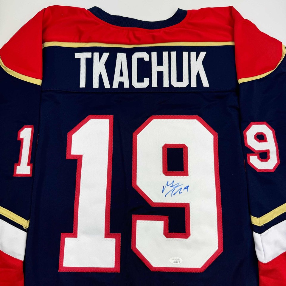 Autographed/Signed Matthew Tkachuk Florida Blue Hockey Jersey JSA COA | eBay