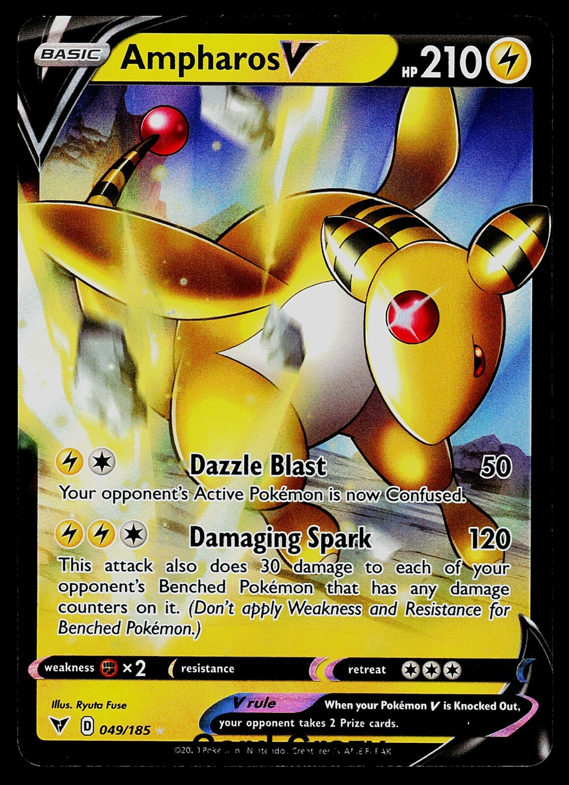 Ampharos V 049/185 - Vivid Voltage - Ultra Rare Holo Pokemon Card Near Mint (NM)