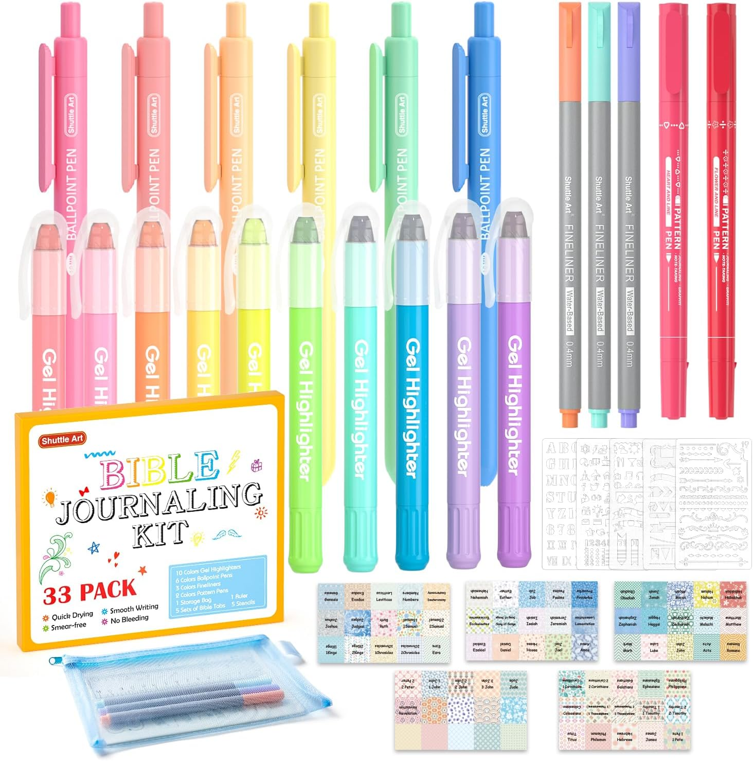 Bible Highlighters and Pens No Bleed, 33 Pack Bible Journaling Kit, Bible Pens G-image