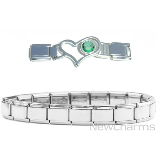 Brillante Starter Plus Dije Italiano Piedra de Nacimiento Conector Corazón 9mm Joyería (CT8001) - Imagen 6 de 13