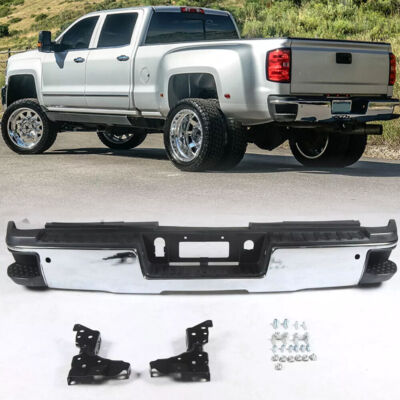 Chrome Rear Bumper for 2015-2019 Chevrolet Silverado Sierra 2500 3500