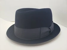 BILTMORE STINGY TELESCOPE FUR FELT PORK PIE NAVY HAT MADE IN CANADA