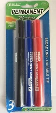  PERMANENT Marker 3Pc Asst Color Bazic (RED,BLUE,BLACK)/BROAD LINE DURABLE TIP
