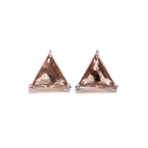 Smoky Quartz Triangle Studs Earrings Solid Silver Black Oxidized Boho Jewelry - Picture 9 of 10